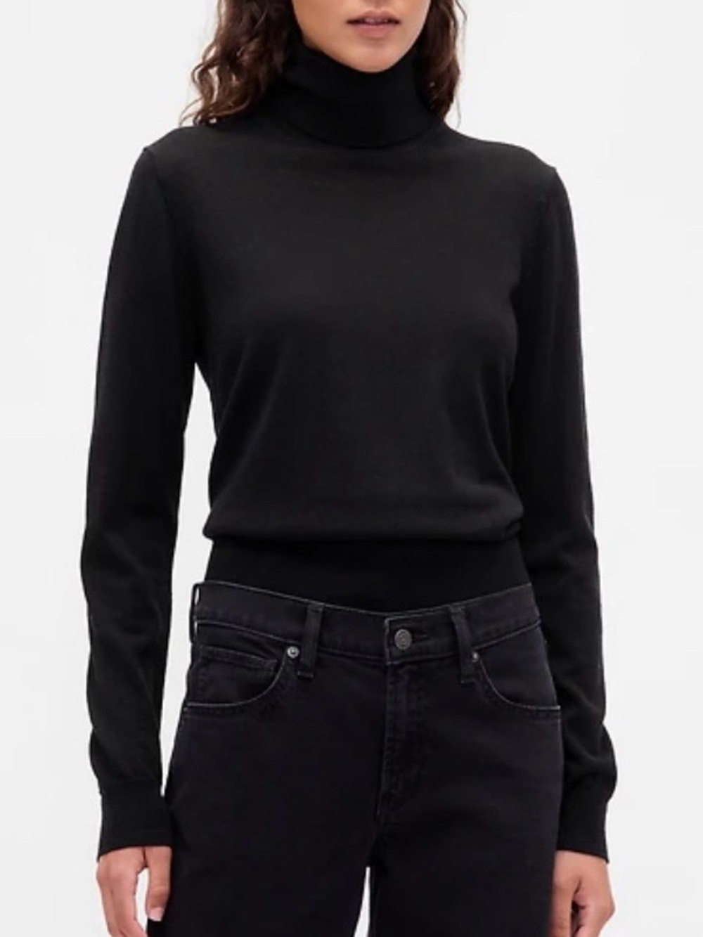 Gap Black Extra Fine Merino Wool Turtleneck Sweater